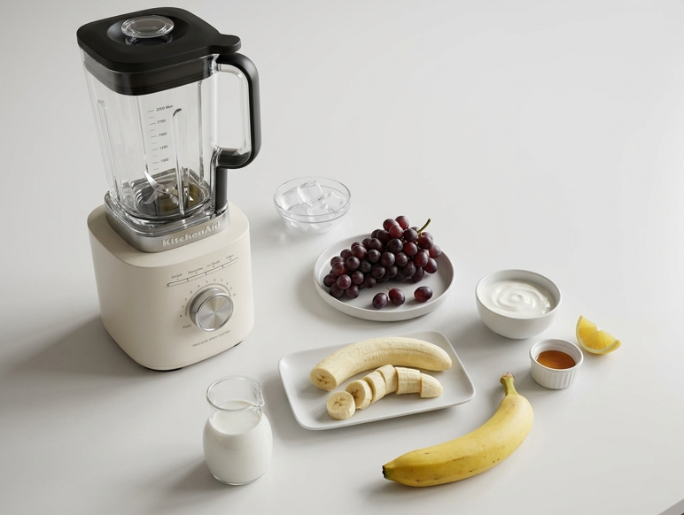 Smoothie de plátano y uva casero. Receta fácil, cremosa y energética para cualquier momento del día