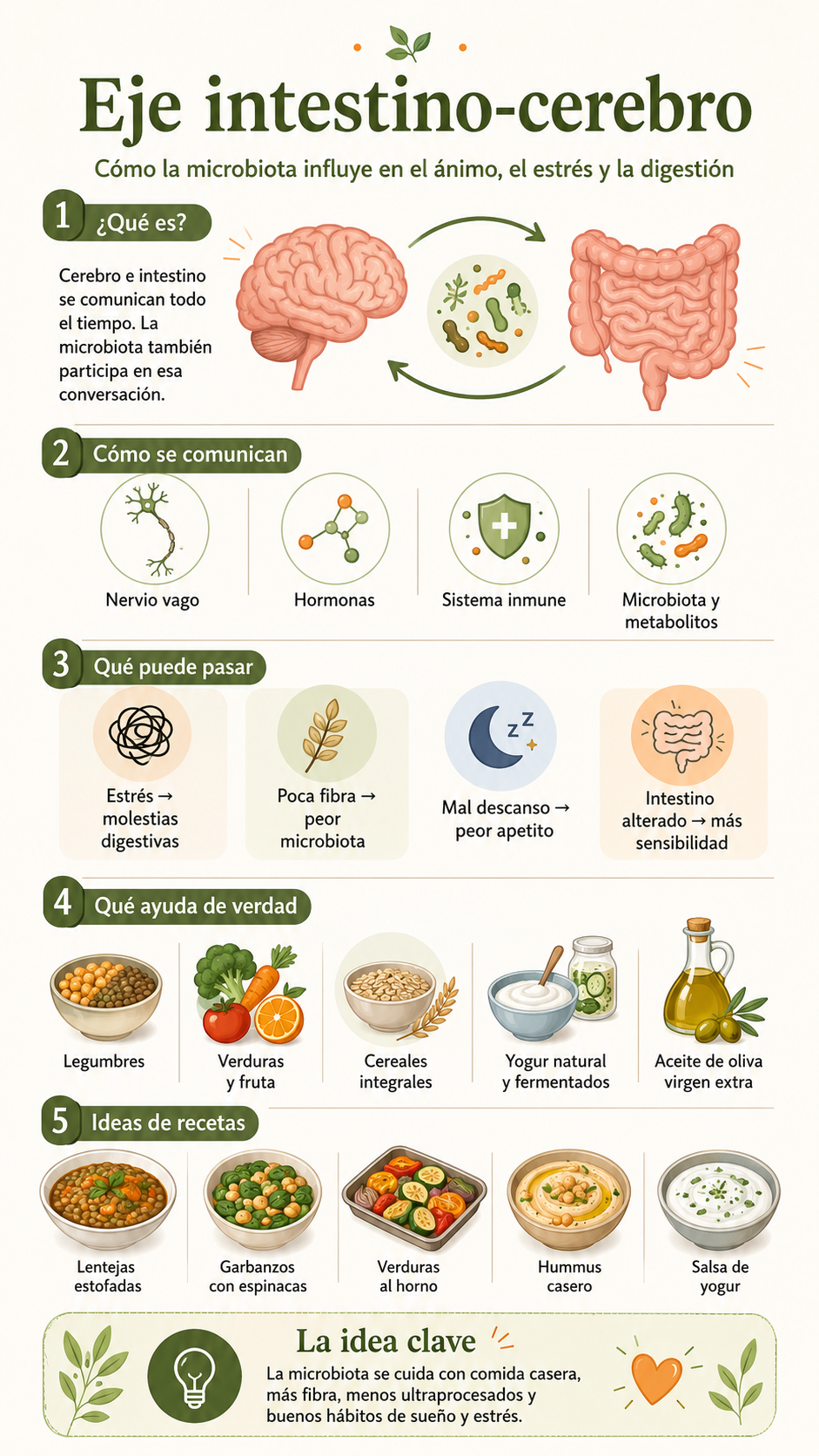 Eje intestino-cerebro: cómo la microbiota influye en el ánimo, el estrés y la digestión