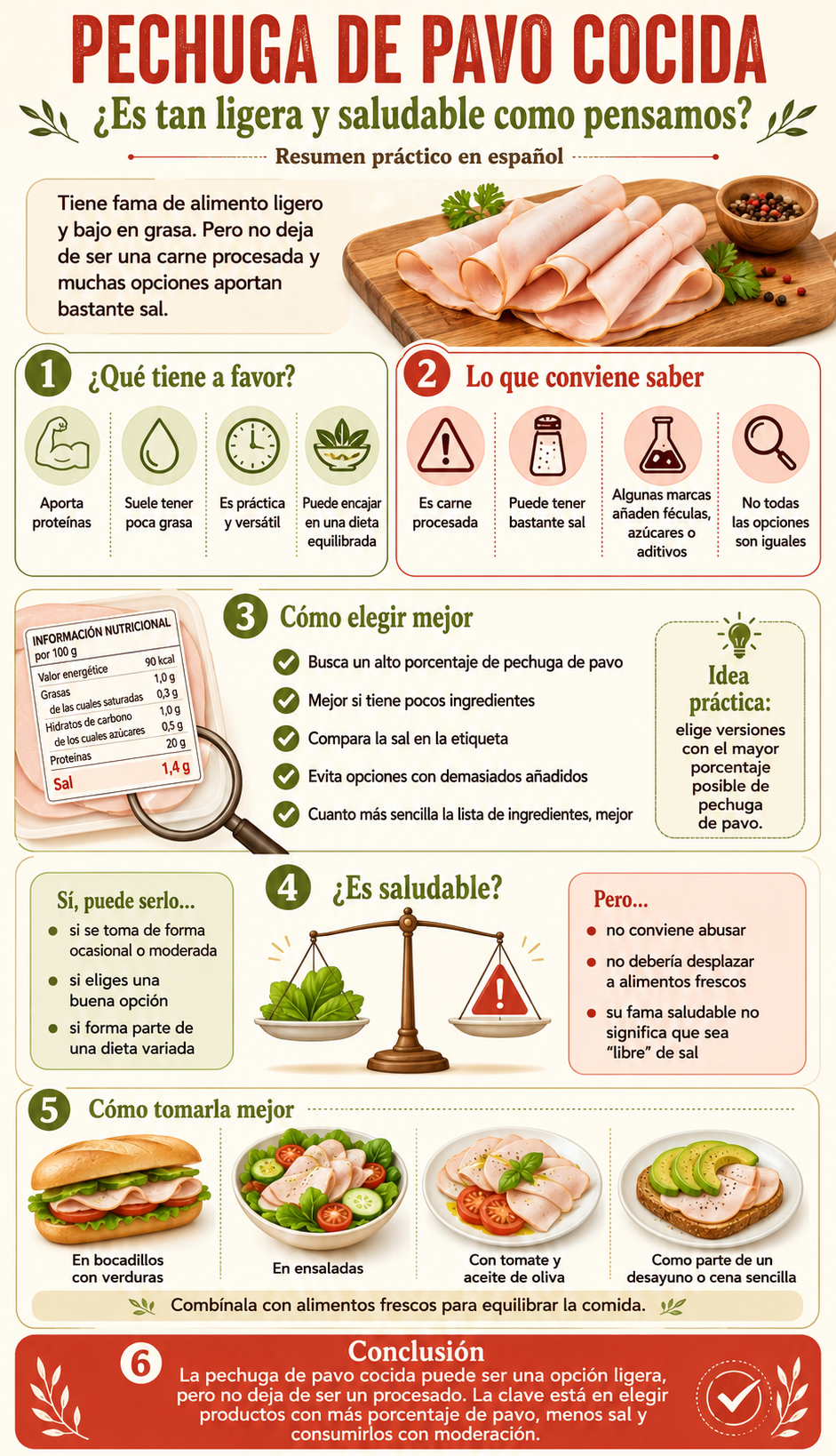 La verdad sobre la pechuga de pavo cocida: ligera, sí, pero con matices