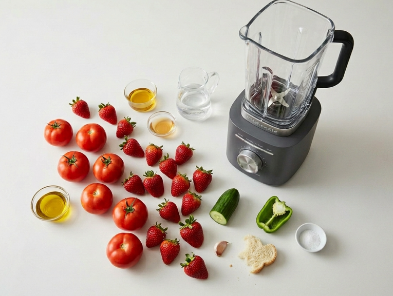 Gazpacho de fresas o fresón, una sopa fría con tomate y fruta de verdad