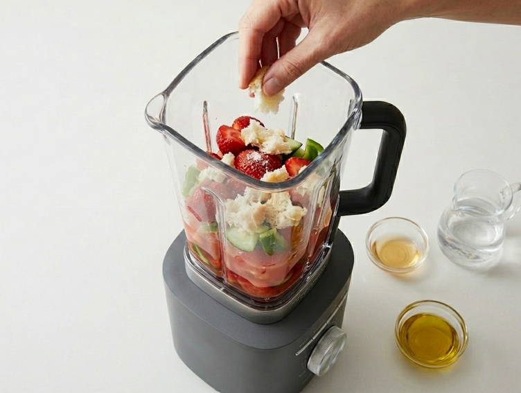 Gazpacho de fresas o fresón, una sopa fría con tomate y fruta de verdad