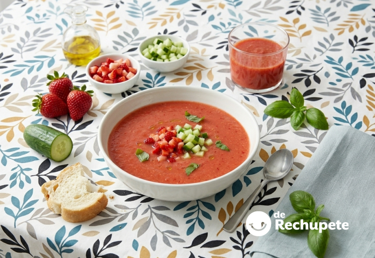 Gazpacho de fresas o fresón, una sopa fría con tomate y fruta de verdad