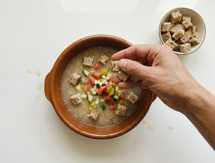 Gazpacho extremeño campero, la sopa fría que se maja en mortero