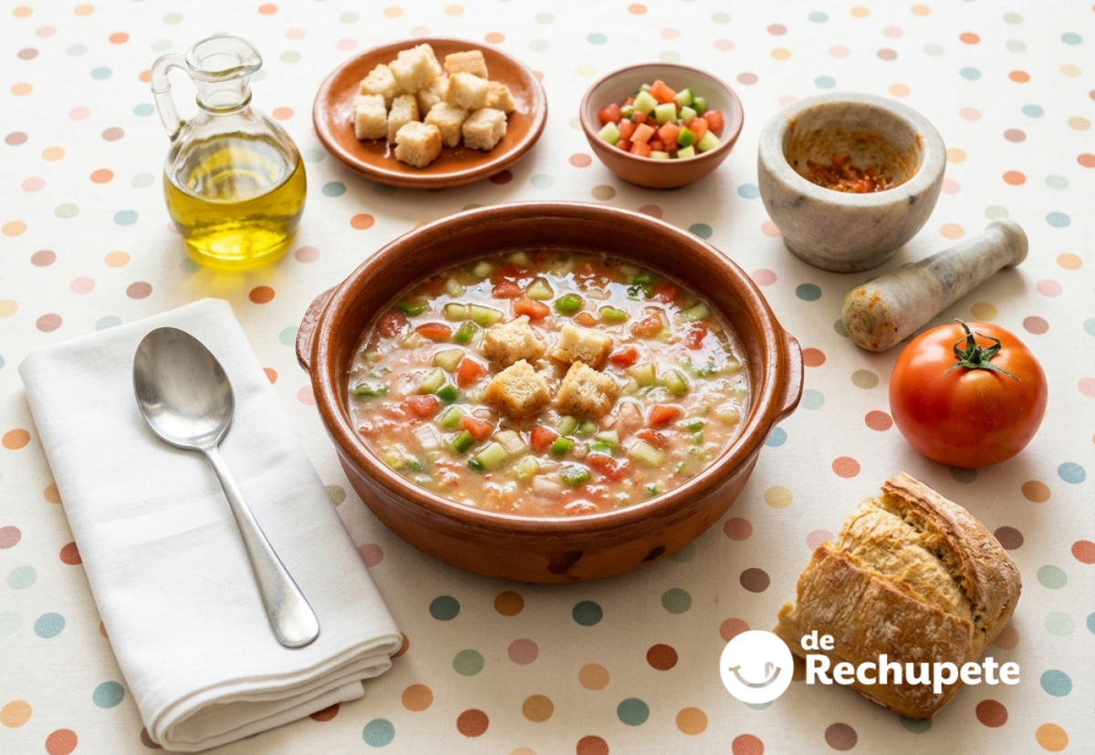 Gazpacho extremeño campero, la sopa fría que se maja en mortero