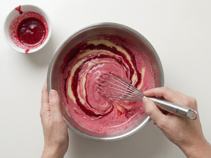 Helado de frambuesa, una bola rosa que sabe a fruta