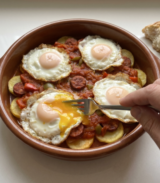 Huevos a la riojana, un plato de sartén para mojar pan sin pensárselo mucho