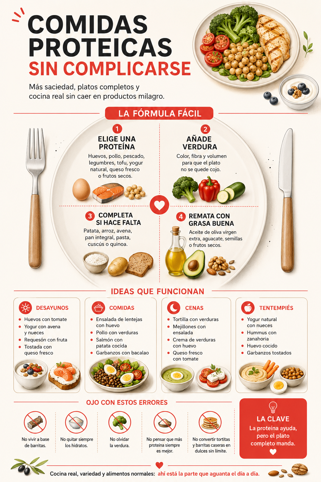 Comidas proteicas: ideas fáciles para comer más proteína sin complicarse