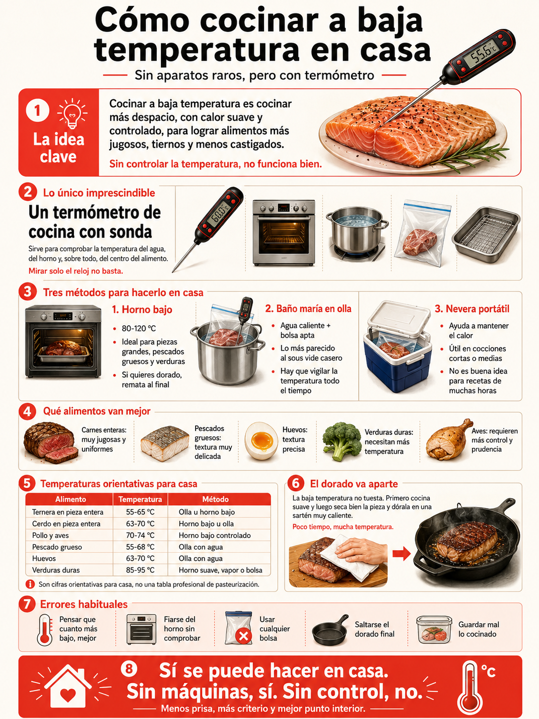 Cómo cocinar a baja temperatura en casa sin aparatos raros