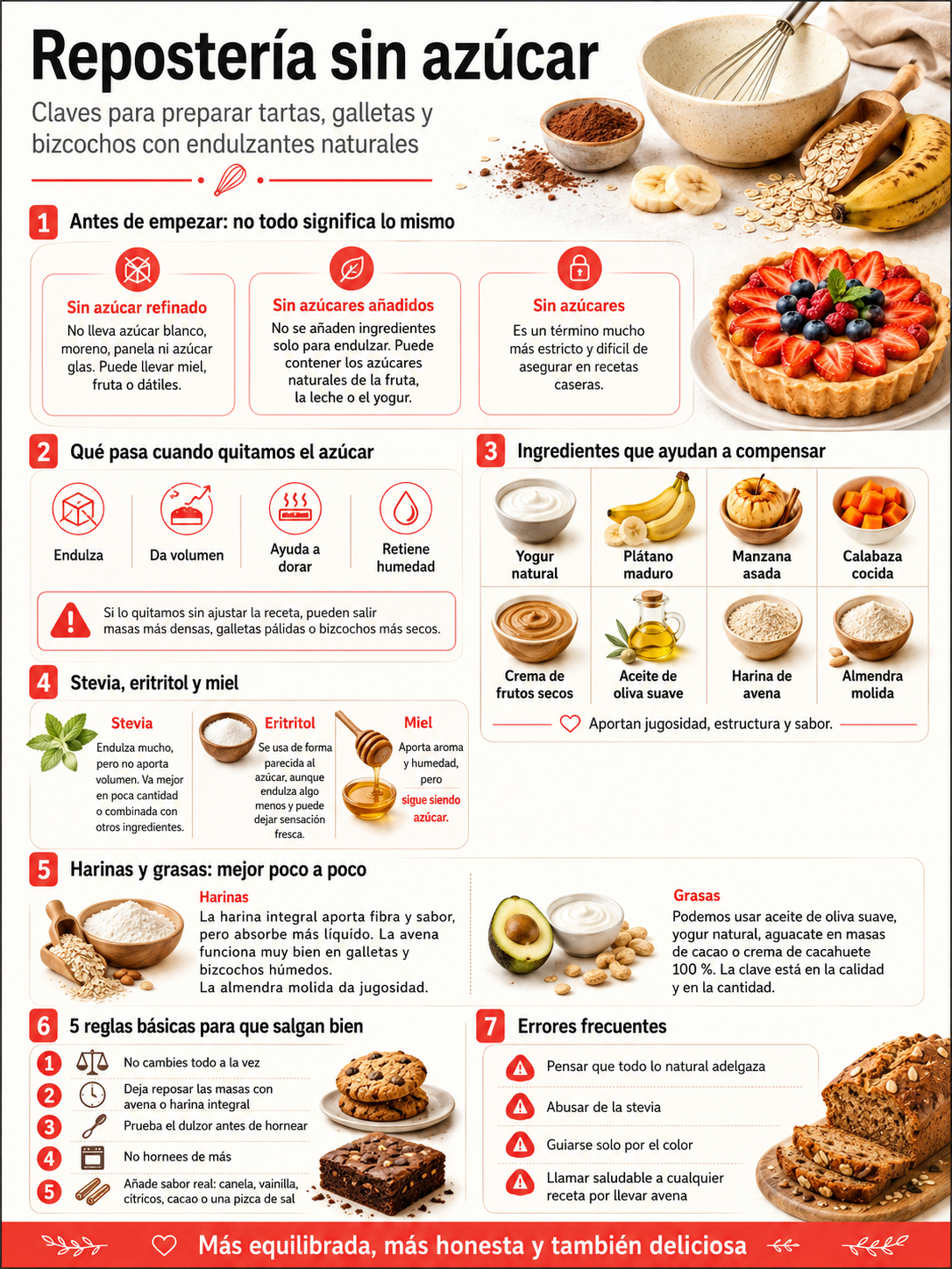 Repostería sin azúcar: tartas, galletas y bizcochos con endulzantes naturales