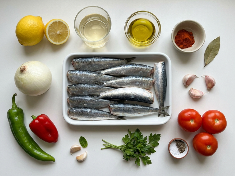 Moraga de sardinas a la malagueña, sofrito corto y pescado jugoso