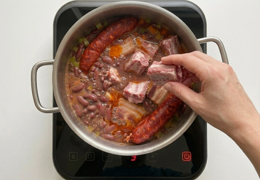 Olla ferroviaria de alubias, la putxera más clásica para cocinar a fuego lento