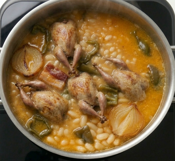 Pochas con codornices. Receta riojana de cuchara para comer bien