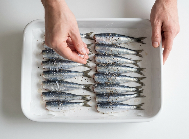 Sardinas a la portuguesa, al horno con patatas y verduras