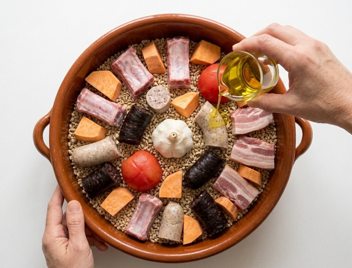 Arroz de la tierra menorquín, una receta de matanza hecha con trigo roto