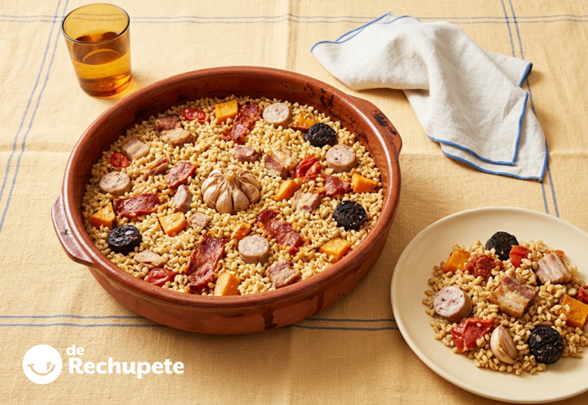 Arroz de la tierra menorquín, una receta de matanza hecha con trigo roto