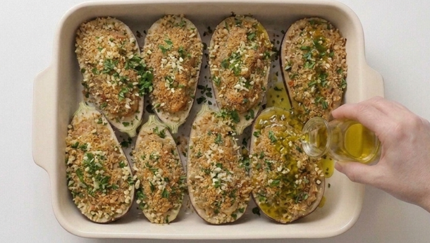 Berenjenas rellenas a la menorquina, la versión tradicional sin carne