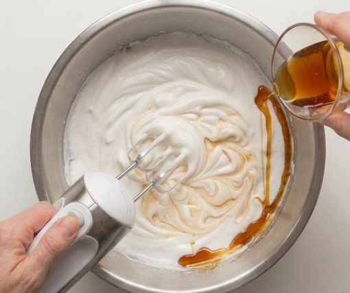 Canónigo lebaniego, merengue caramelizado al horno sobre natillas