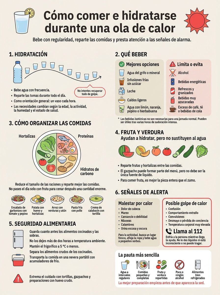 Cómo comer e hidratarse durante una ola de calor