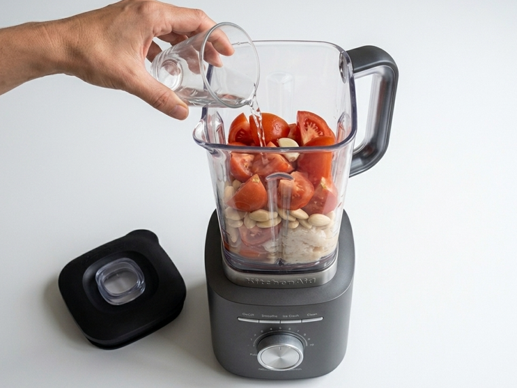 Crema fría de tomate y almendra, a medio camino entre el gazpacho y el ajoblanco