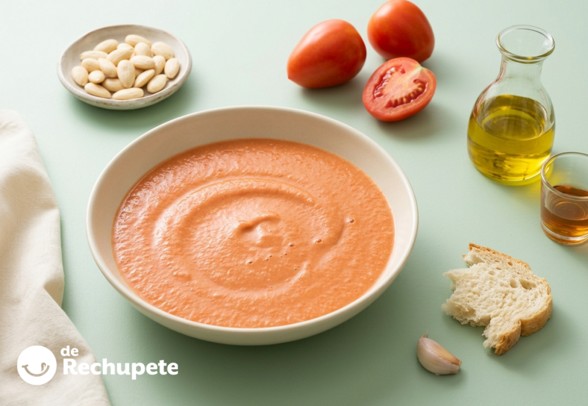 Crema fría de tomate y almendra, a medio camino entre el gazpacho y el ajoblanco