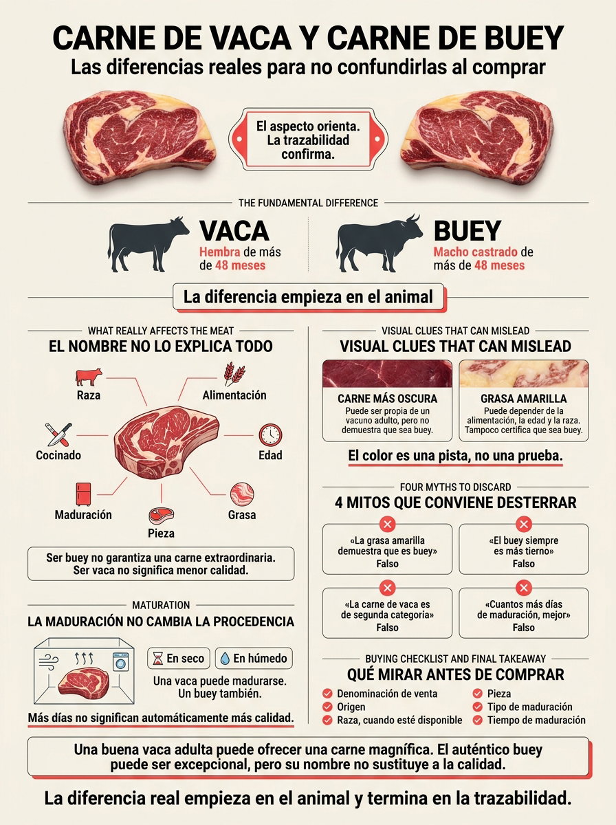 Carne de vaca y carne de buey, diferencias reales para no confundirlas al comprar