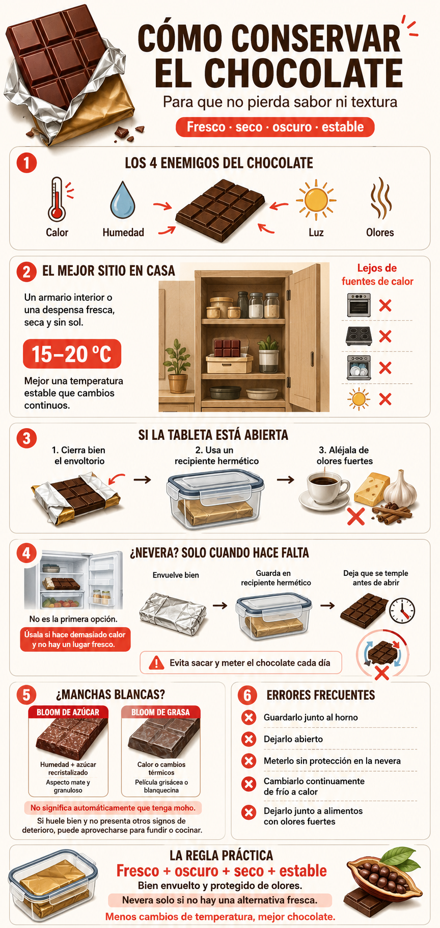 Cómo conservar el chocolate correctamente para que no pierda sabor ni textura