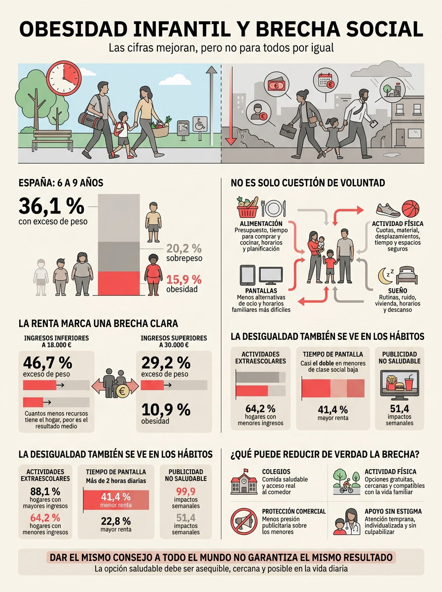 Obesidad infantil y brecha social: qué muestran los datos en España
