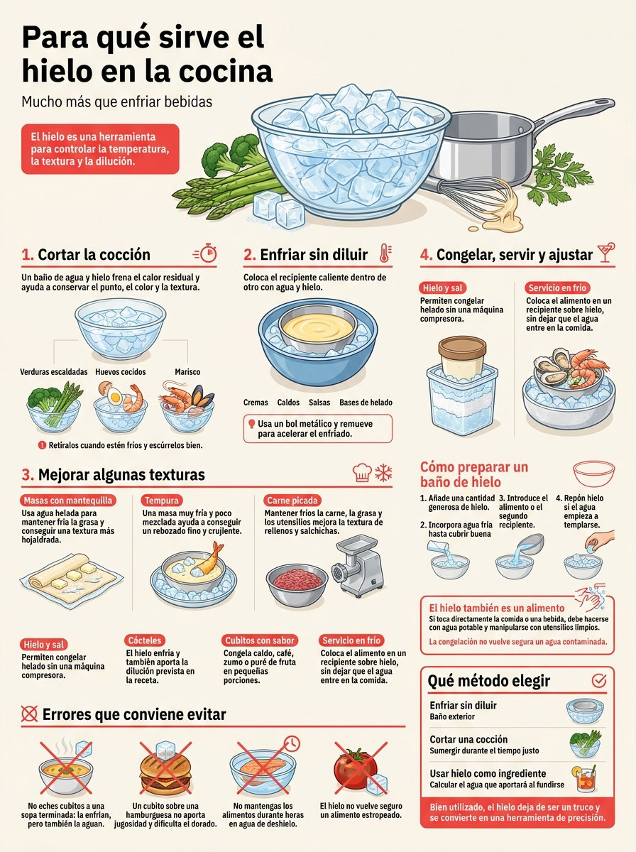 Para qué sirve el hielo en la cocina, mucho más que enfriar bebidas