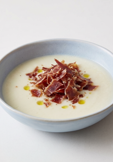 Sopa de melón con jamón, cremosa, fría y lista para salvar cualquier comida de verano