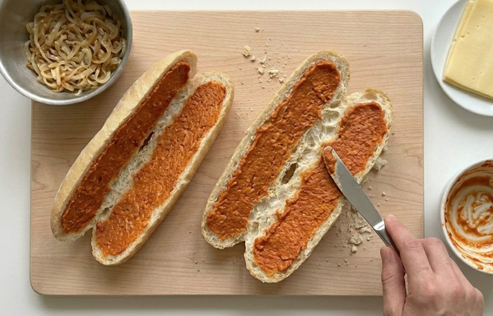 Almussafes, el bocadillo valenciano de sobrasada, queso y cebolla