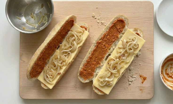 Almussafes, el bocadillo valenciano de sobrasada, queso y cebolla