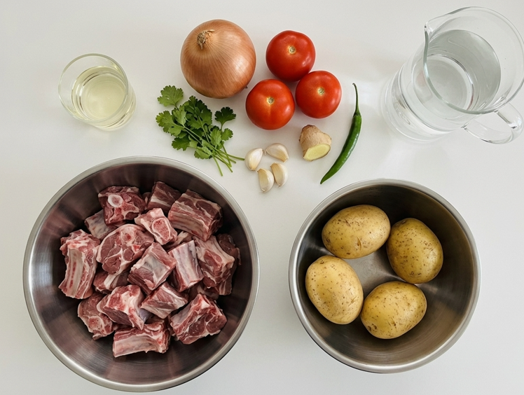 Aloo gosht pakistaní, el guiso de cordero y patatas con caldo especiado