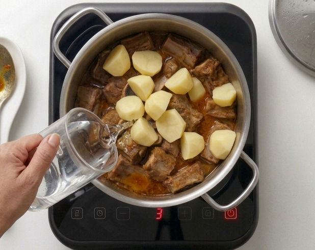 Aloo gosht pakistaní, el guiso de cordero y patatas con caldo especiado