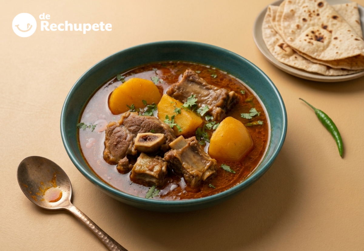 Aloo gosht pakistaní, el guiso de cordero y patatas con caldo especiado
