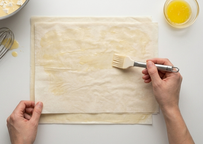 Banitsa búlgara, pastel salado de queso con masa filo
