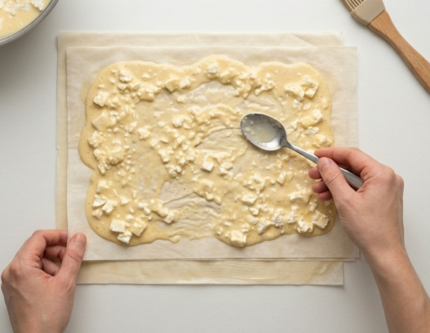 Banitsa búlgara, pastel salado de queso con masa filo