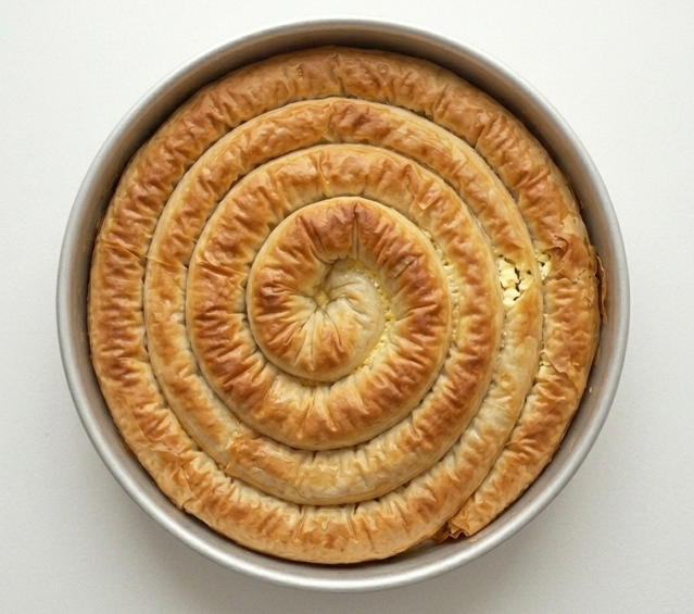 Banitsa búlgara, pastel salado de queso con masa filo