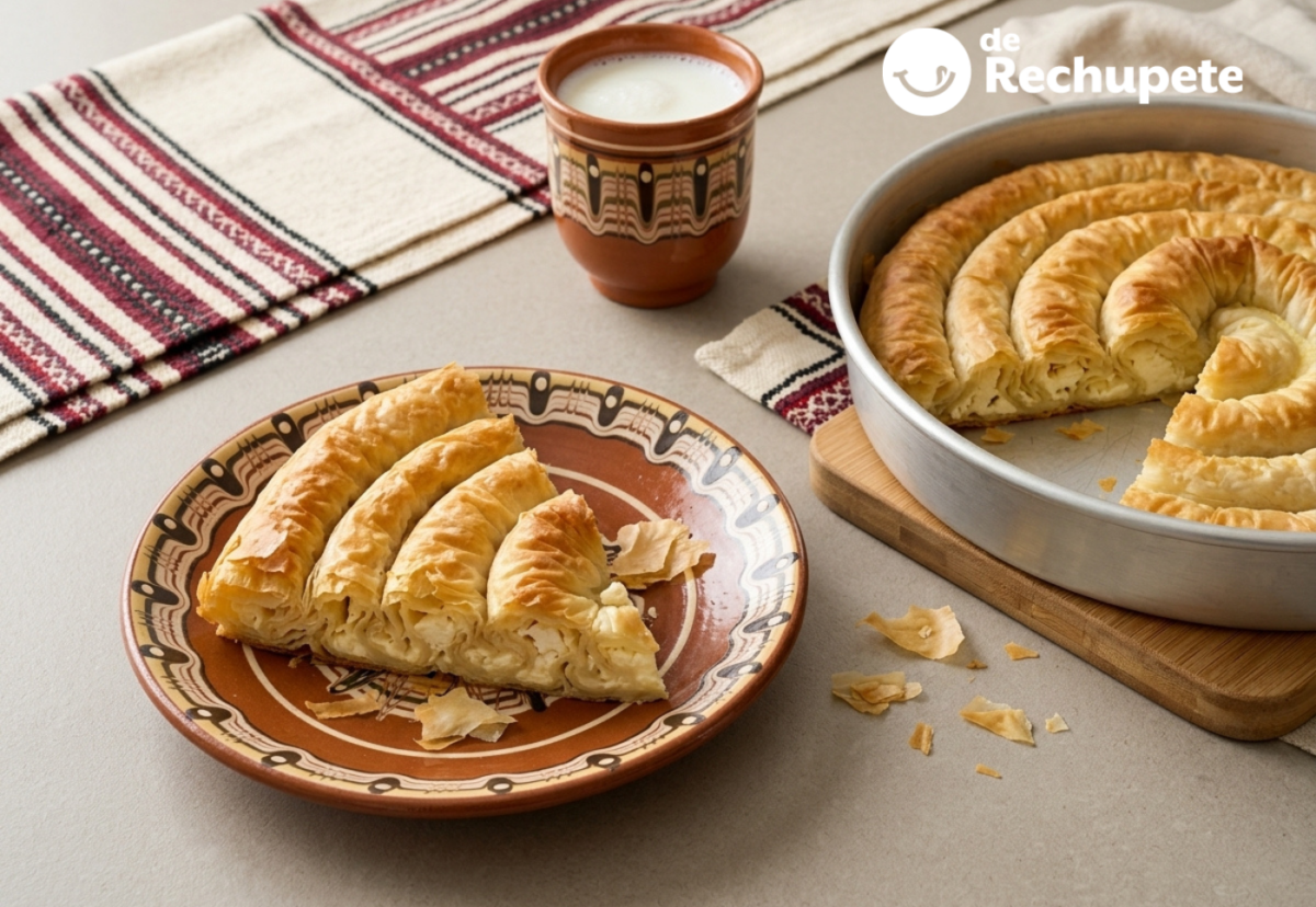 Banitsa búlgara, pastel salado de queso con masa filo