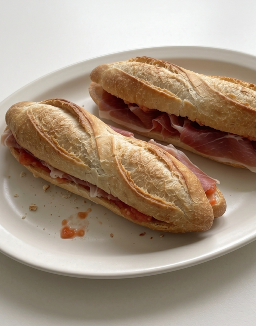 Bocadillo La Catalana de Murcia, el clásico de jamón serrano y tomate de los bares murcianos