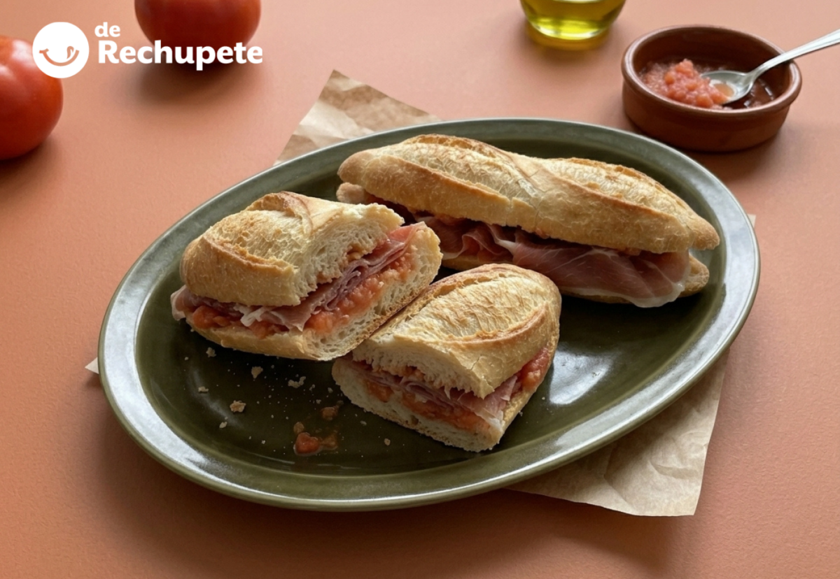 Bocadillo La Catalana murciano, el clásico de jamón serrano y tomate de los bares murcianos
