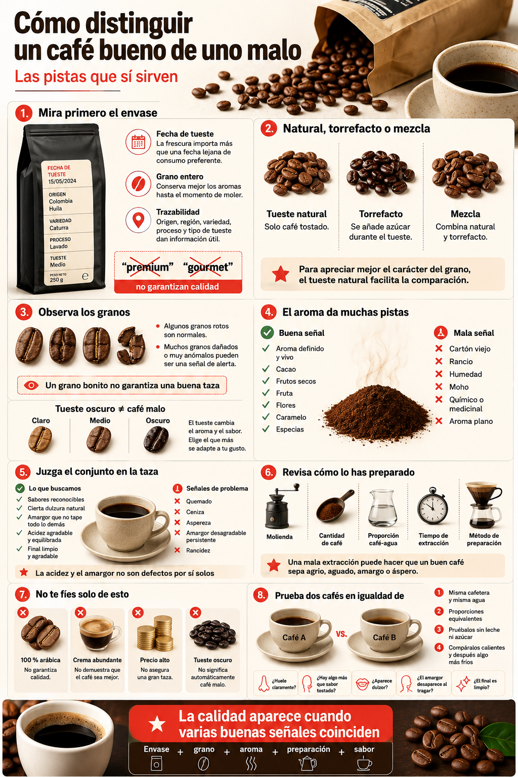 Cómo distinguir un café bueno de uno malo: las pistas que sí sirven
