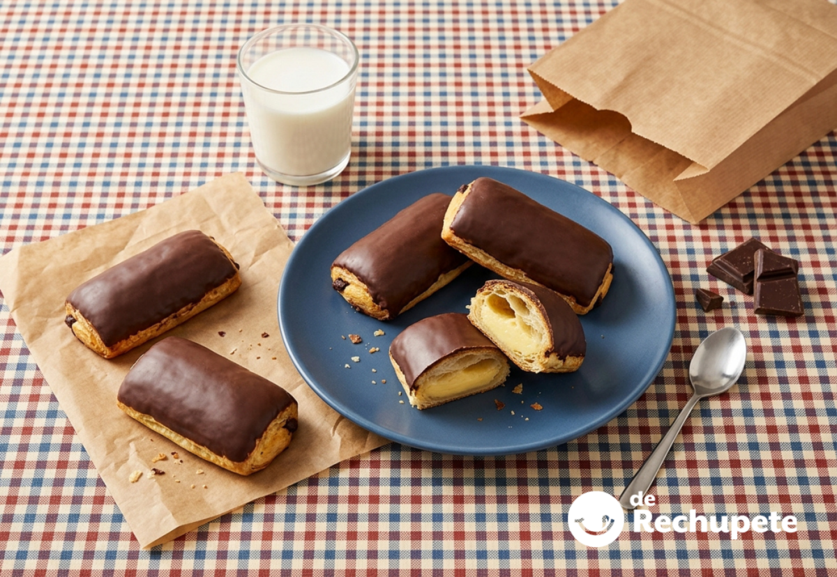 Cañas de chocolate rellenas de crema, un clásico de las meriendas de la EGB