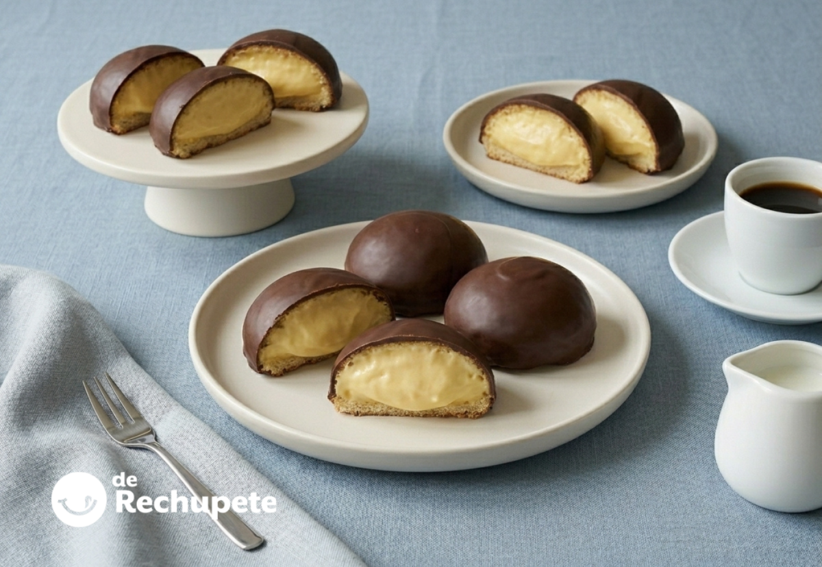 Chinitos de Almería, el bollo de crema y chocolate que se corta en media luna