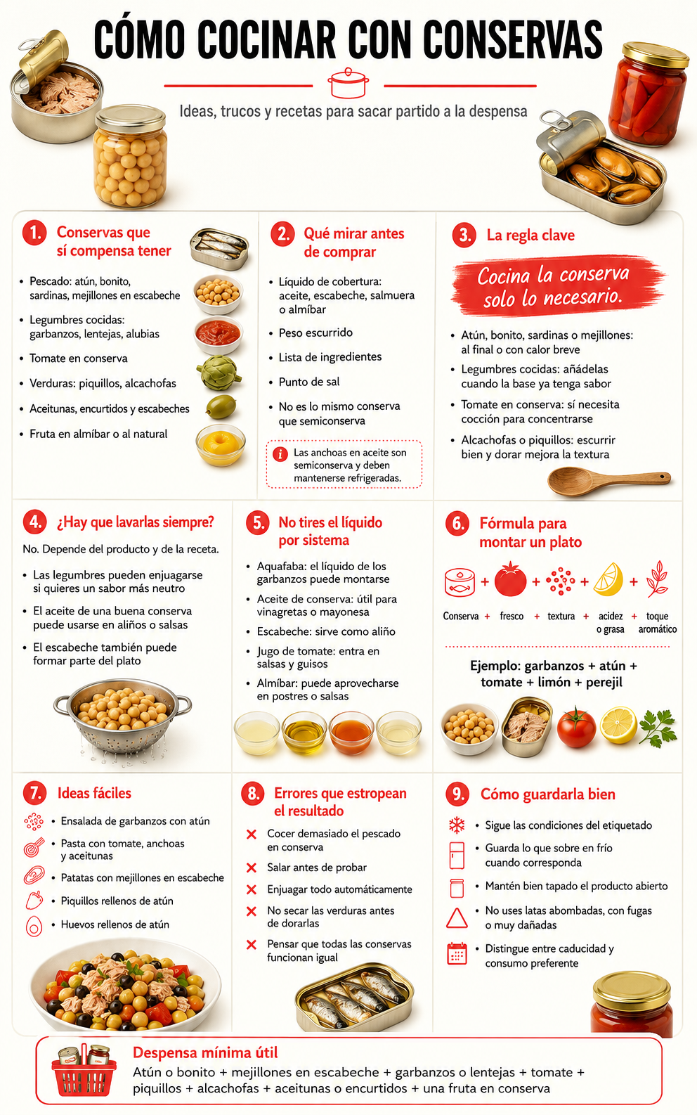 Cómo cocinar con conservas: ideas, trucos y recetas para sacar partido a la despensa