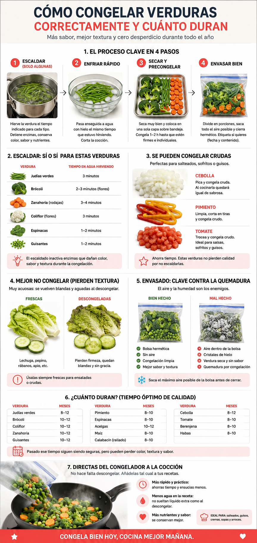 Cómo congelar verduras correctamente y cuánto duran