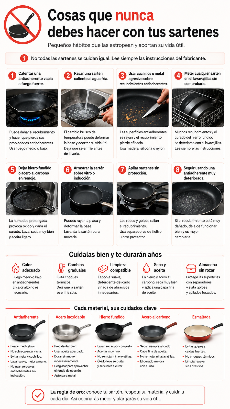 Cosas que nunca debes hacer con tus sartenes