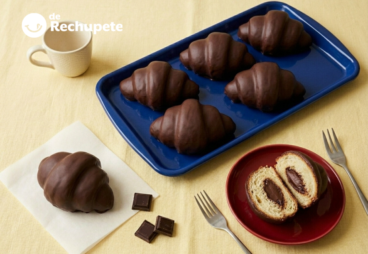 Cuernos rellenos de chocolate, el bollo de pastelería que no lleva hojaldre