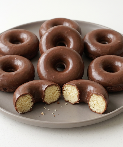Donettes clásicos, la versión horneada con miga tierna y baño de chocolate