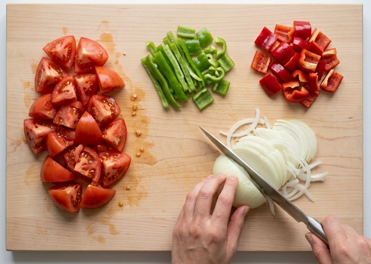 Ensalada payesa de Formentera, la versión tradicional con huevo y pimientos crudos