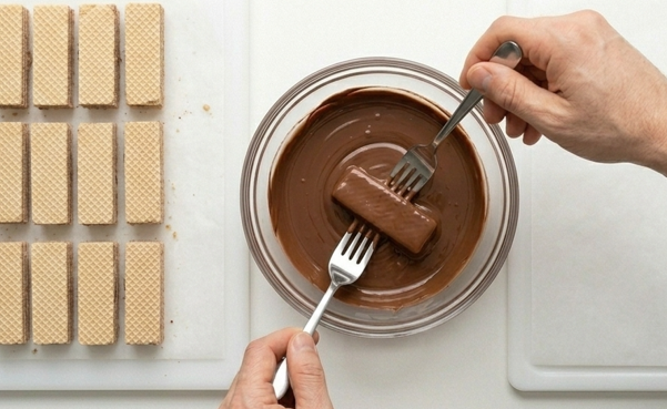 Huesitos caseros, capas crujientes cubiertas de chocolate